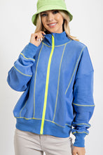 Load image into Gallery viewer, Easel Terry Knit Zip Up Jacket in English Blue Jacket Easel   
