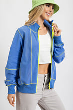 Load image into Gallery viewer, Easel Terry Knit Zip Up Jacket in English Blue Jacket Easel   
