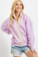 Load image into Gallery viewer, Easel Terry Knit Zip Up Jacket in Lavender Jacket Easel   
