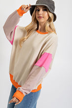 Load image into Gallery viewer, Easel Terry Knit Color Block Pullover Top in Stone Pink Shirts &amp; Tops Easel   
