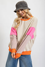 Load image into Gallery viewer, Easel Terry Knit Color Block Pullover Top in Stone Pink Shirts &amp; Tops Easel   
