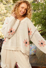 Load image into Gallery viewer, POL Berber Flower Print Chenille Sweater in Pale Almond ON ORDER
