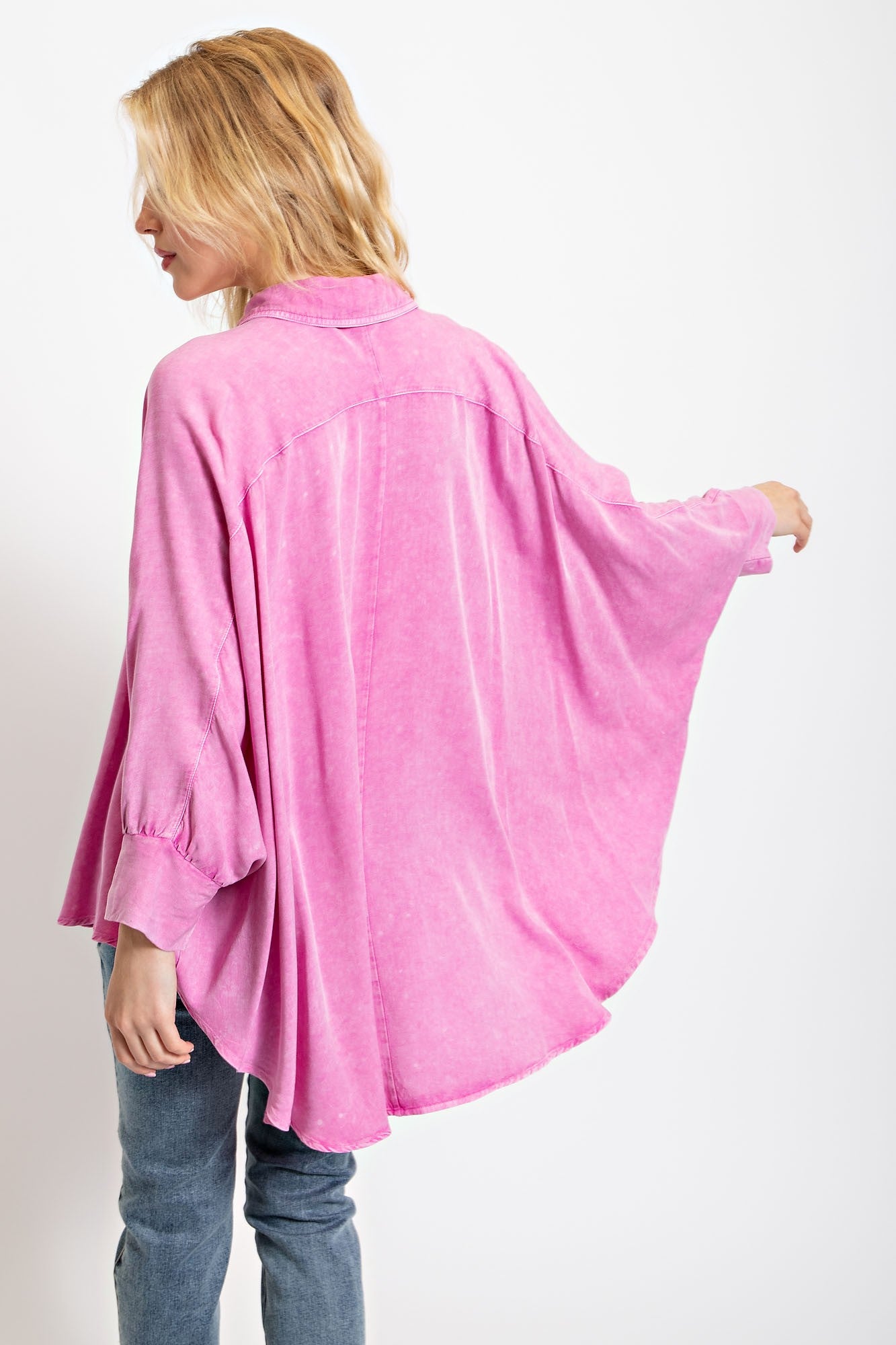 Easel OVERSIZED Solid Color Dolman Sleeve Top in Orchid – June Adel