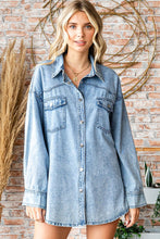 Load image into Gallery viewer, First Love Washed Denim Button Down Shirt ON ORDER Shirts &amp; Tops First Love   
