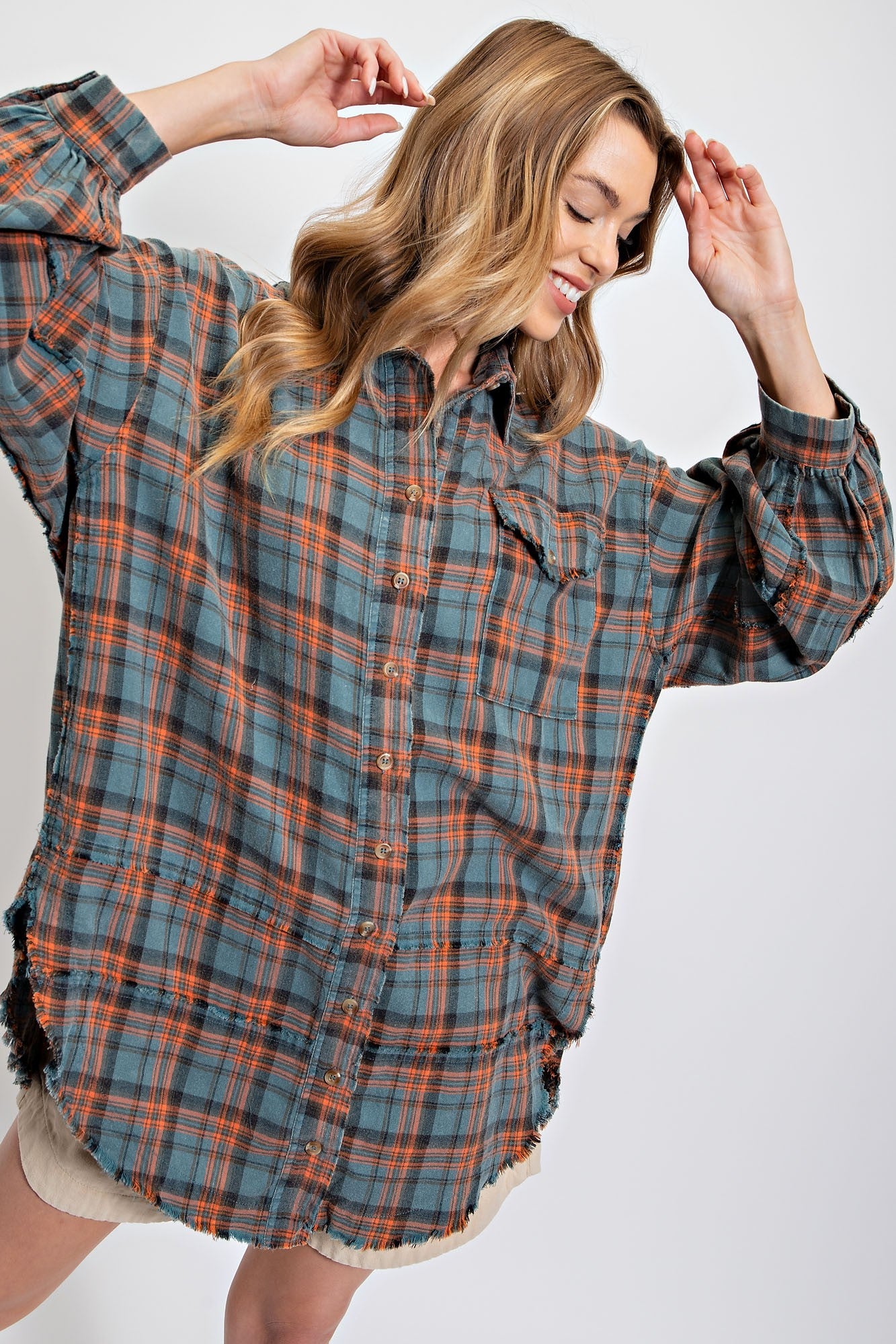 Teal hotsell plaid shirt