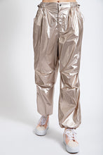 Load image into Gallery viewer, Easel Metallic Parachute Cargo Pants in Champagne Pants Easel   
