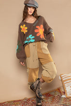 Load image into Gallery viewer, POL Floral Pattern Print Sweater in Chocolate Sweaters POL Clothing   
