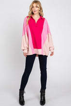 Load image into Gallery viewer, Sewn+Seen Colorblock Thermal Oversized Top in Pink Multi Shirts &amp; Tops Sewn+Seen   
