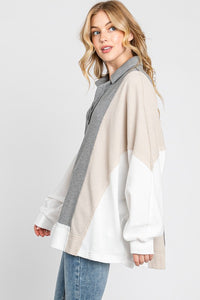 Sewn+Seen Colorblock Thermal Oversized Top in Grey Multi Shirts & Tops Sewn+Seen   