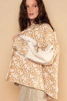 POL Floral Pattern Panel Jacquard Shacket in Latte Multi Shacket POL Clothing   
