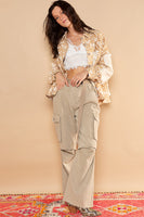 POL Floral Pattern Panel Jacquard Shacket in Latte Multi Shacket POL Clothing   