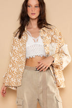 Load image into Gallery viewer, POL Floral Pattern Panel Jacquard Shacket in Latte Multi Shacket POL Clothing   
