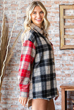 Load image into Gallery viewer, First Love Multicolored Contrasting Plaid Print Shacket Shacket First Love   

