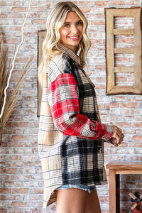 First Love Multicolored Contrasting Plaid Print Shacket Shacket First Love   