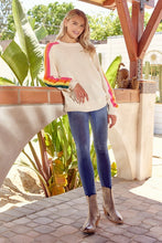 Load image into Gallery viewer, Jodifl Striped Color Point Sleeves Knit Sweater in Ivory Sweaters Jodifl   

