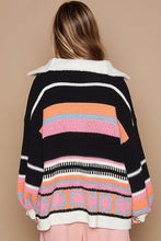 Load image into Gallery viewer, POL High Collar Half Zip Mixed Print Sweater in Black Multi ON ORDER
