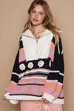 Load image into Gallery viewer, POL High Collar Half Zip Mixed Print Sweater in Black Multi ON ORDER
