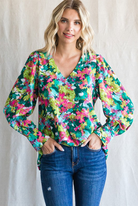 Gorgeous Fuchsia Floral Print Top - Blouses & Shirts