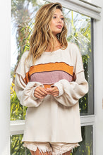 Load image into Gallery viewer, BiBi Cable Knit Color Block Top in Ivory
