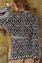 Load image into Gallery viewer, POL Aztec Print Cardigan with Waist Tie in Black Cardigan POL Clothing   
