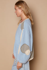 POL 1/2 Zipper Neck Sweater Top in Blue Multi