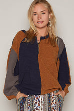 Load image into Gallery viewer, POL 1/2 Zipper Neck Sweater Top in Caramel Multi ON ORDER
