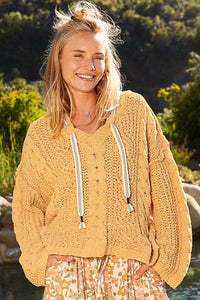 POL Cable Knit Chenille Sweater in Honey Gold