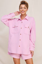 Load image into Gallery viewer, Allie Rose Solid Color Jacquard Knit Shacket in Pink Shacket Allie Rose   
