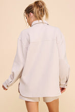 Load image into Gallery viewer, Allie Rose Solid Color Jacquard Knit Shacket in Pastel Sand Shacket Allie Rose   
