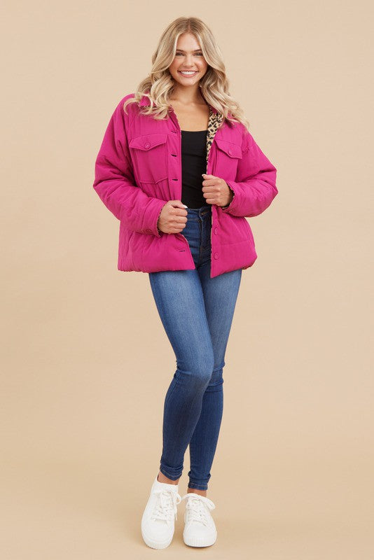 Jodifl Quilted Reversible Jacket in Magenta – June Adel