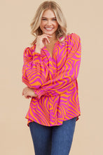 Load image into Gallery viewer, Jodifl Zebra Print Long Poet Sleeves Top in Hot Pink/ Orange Shirts &amp; Tops Jodifl   
