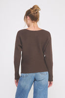 Allie Rose Ribbed Knit FITTED Top in Brown