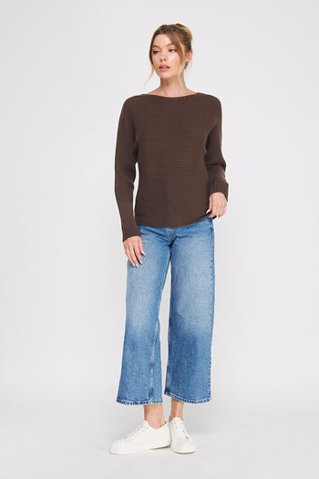 Allie Rose Ribbed Knit FITTED Top in Brown