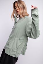 Load image into Gallery viewer, Easel Mineral Washed Cotton Gauze Hoodie in Faded Sage Shirts &amp; Tops Easel   
