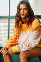 Load image into Gallery viewer, BucketList Oversized Color Block French Terry Top in Orange Multi Shirts &amp; Tops Bucketlist   
