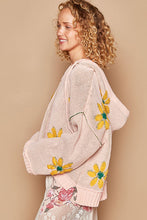 Load image into Gallery viewer, POL Hooded Chenille Sweater with Berber Flower Pattern in Pink Mojito
