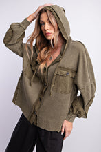 Load image into Gallery viewer, Easel Thermal Button Down Hooded Jacket in Olive Shirts &amp; Tops Easel   
