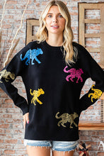 Load image into Gallery viewer, First Love Multicolored Animal Pattern Knitted Sweater in Black Shirts &amp; Tops First Love   
