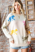 Load image into Gallery viewer, First Love Multicolored Animal Pattern Knitted Sweater in Natural Shirts &amp; Tops First Love   
