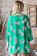 Load image into Gallery viewer, First Love White Tiger Printed Top in Green Shirts &amp; Tops First Love   

