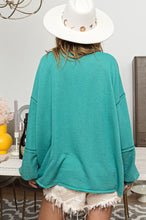 Load image into Gallery viewer, BiBi Solid Color French Terry Top in Jade Shirts &amp; Tops BiBi   
