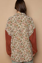Load image into Gallery viewer, POL Button Down Floral Jacquard Shirt in Sand/Brick Shirts &amp; Tops POL Clothing   
