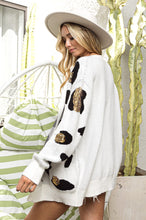 Load image into Gallery viewer, BiBi Leopard Cardigan with Sequin Details in Ivory Cardigan BiBi   
