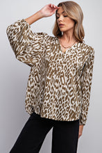 Load image into Gallery viewer, Easel Animal Print Top in Sage Shirts &amp; Tops Easel   
