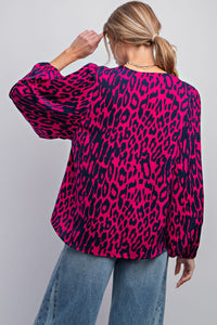 Easel Animal Print Top in Orchid Shirts & Tops Easel   