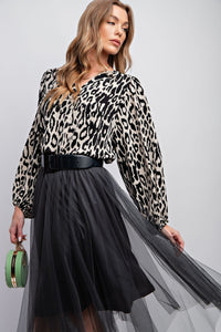 Easel Animal Print Top in Black Shirts & Tops Easel   