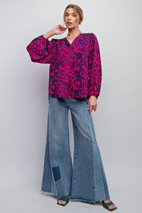 Easel Animal Print Top in Orchid Shirts & Tops Easel   