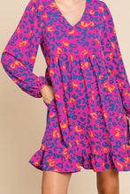Load image into Gallery viewer, Jodifl Leopard Print Baby Doll Dress in Magenta Dresses Jodifl   
