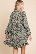 Load image into Gallery viewer, Jodifl Leopard Print Baby Doll Dress in Olive Dresses Jodifl   
