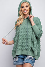 Load image into Gallery viewer, Easel Puffed Textured Hacci Knit Hoodie in Sage Green Shirts &amp; Tops Easel   
